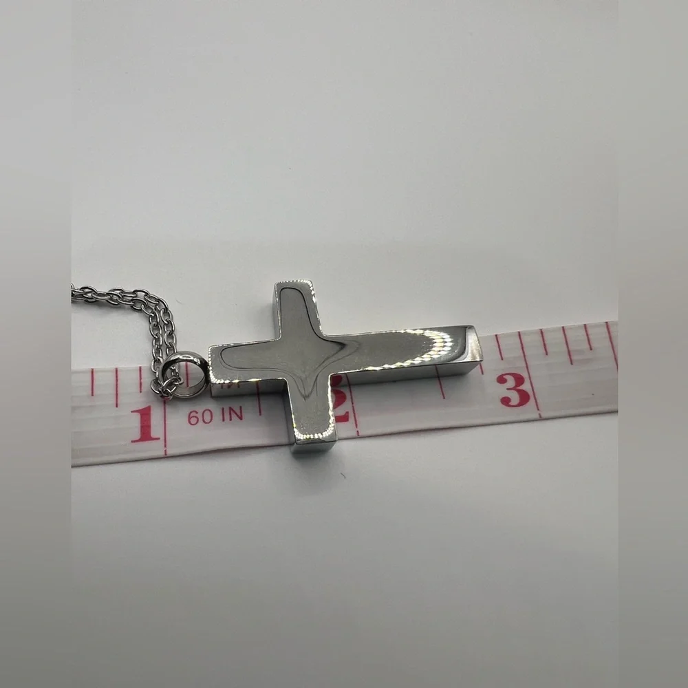 Silver Chain with silver Cross Pendant, Stainless steel